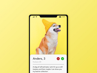 Daily UI 006 coloroftheyear daily 100 challenge daily ui 006 dailyui dailyuichallenge dating profile dog profile pantone pantone2021 tinder user profile