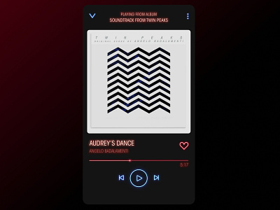 Daily UI 009 - Music Player daily 100 challenge daily ui 009 dailyui dailyuichallenge david lynch music music player music player app music player ui neon neon light neon lights neon sign twin peaks