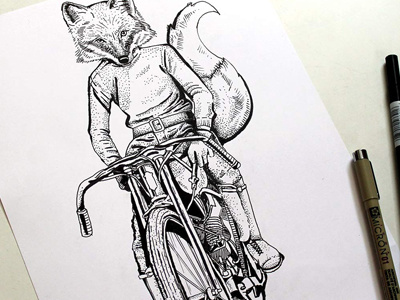 Fox illustration progress fox illustration pen