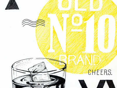 Old No. 10 drawing hand type illustration lettering whiskey