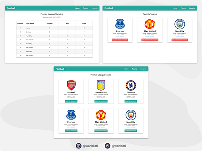 Football Web App app app design clean design clean ui design flat teal ui ui design ux web