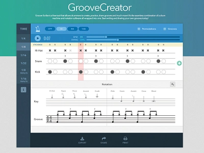 GrooveScribe app design drums notation