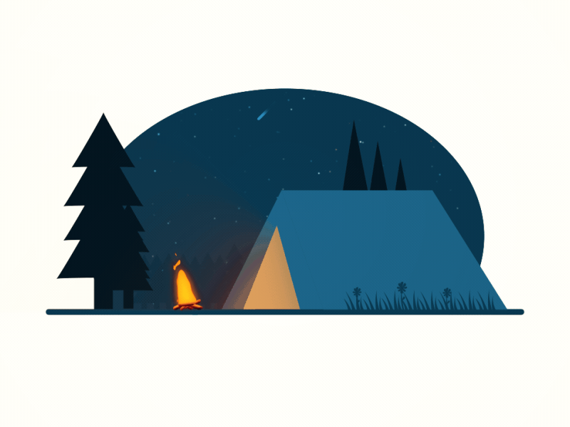 Camp Fire 2d adobe ae after effects aftereffects animation flat illustration simple