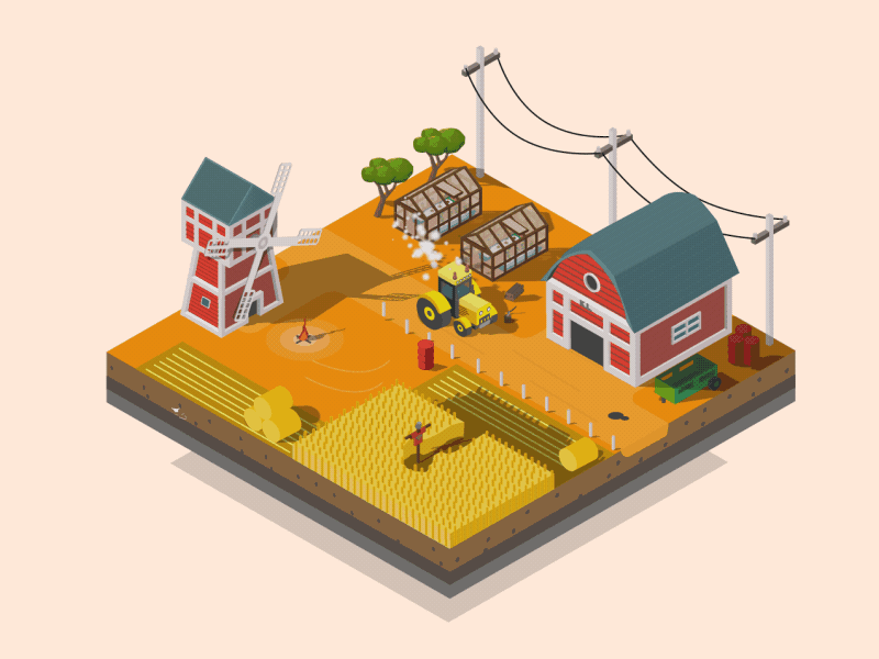 Isometric Farm 2d adobe ae after after effects aftereffects animation design illustration vector