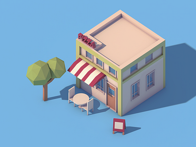 Pizza Corner building c4d isometric model