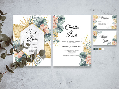 Wedding Invitation Tropical Leaves design wedding wedding design wedding invitation wedding invitations weddings