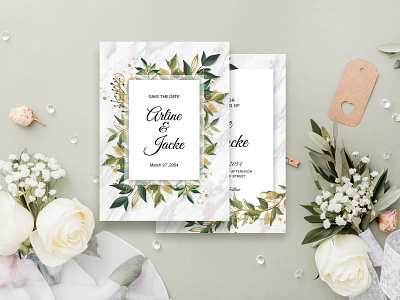 Wedding Invitation Green Leaves