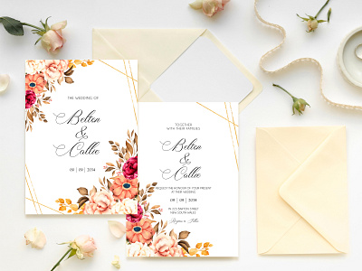 Beautiful Floral With Leaves Wedding Invitation design wedding wedding design wedding invitation wedding invitation elegant wedding invitation leaves wedding invitations wedding invites weddings