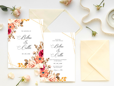 Beautiful Floral With Leaves Wedding Invitation