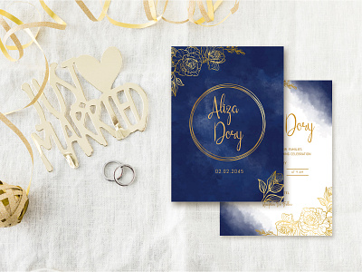 #00031 Wedding Invitation Dark Blue