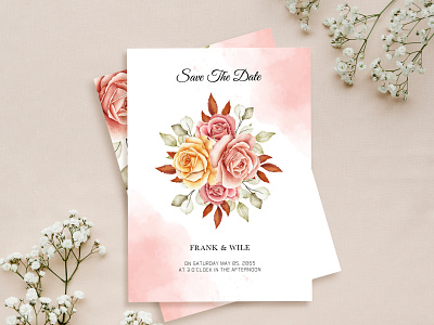 #00034 Beautiful Floral Wedding Invitation