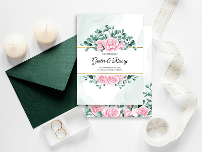 #00037 Wedding Invitation Green