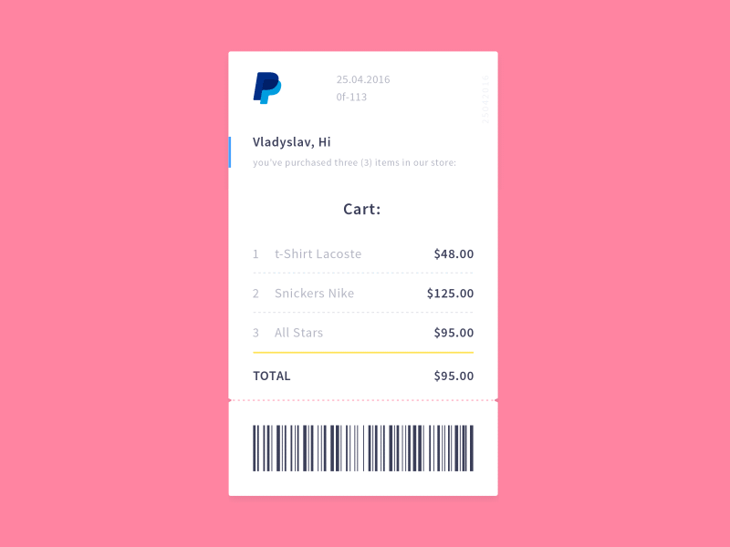 PayPal - Email Receipt after effects animation daily ui material design material design app photoshop ui user experience user interface