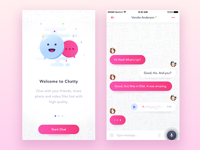 Chat UI - 2 part chat chat app ios ui iphone app material design mobile chat sketch ui