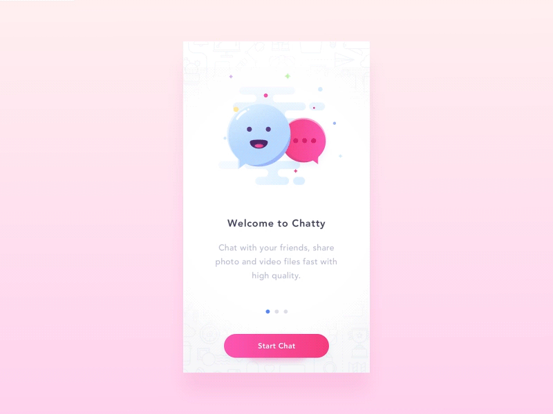Chat UI - Welcome screen after effects animation chat app material design material design ap sketch ui user experience user interface