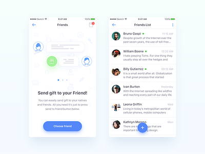 Store app. Friends List. categories e commerce fastfood gift material design mobile ui mobile ux product product list sketch store