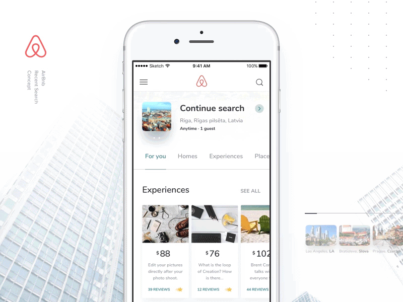 Airbnb Resent Search Result airbnb animation booking gif interaction ios material mobile search ui ux
