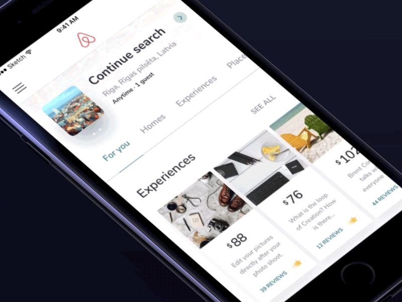 Airbnb Resent Search Result #2 airbnb animation app branding clean design flat gif minimal mobile ui ux