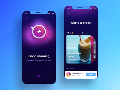 AI Coffee Ordering App ai cafe coffee delivery app hot iphonex on demand order app uber ui ux