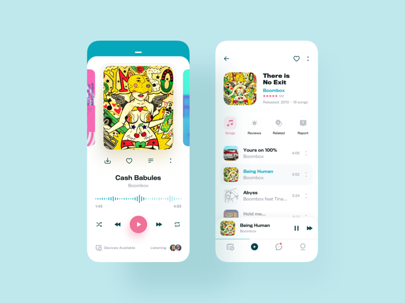 Music Player App – UI Exploration app music player ux music app clean mobile mobile-ui design sketch material-design ui