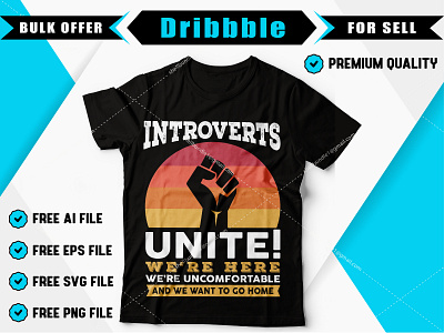 New Introverts Unite T-shirt Design best t shirt bulk t shirt celebration clothes clothing concept creative custom t shirt design design t shirt illustration introvert lettering t shirt trendy tshirt design type typography typography t shirt unite