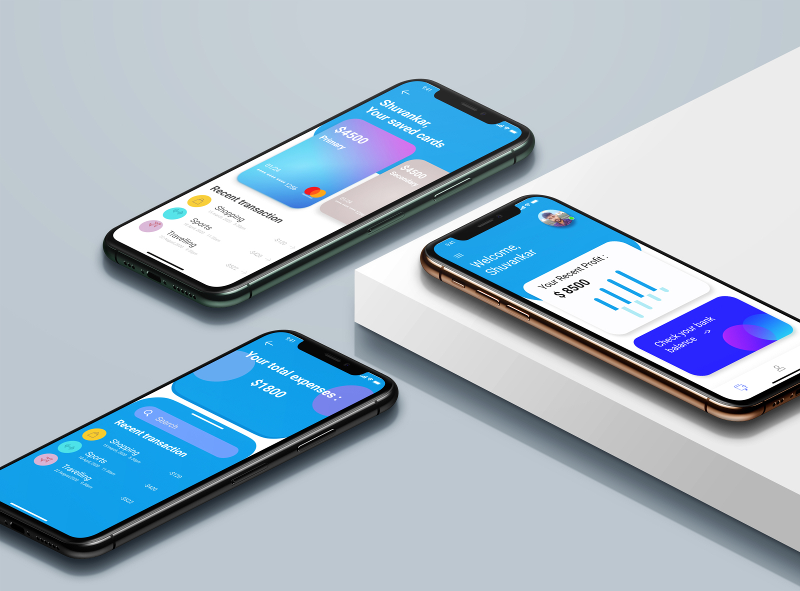 Finance App mock up by Shuvankar Bhattacharjee on Dribbble