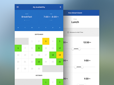 My Availability Calendar - Side by Side calendar ios lunch new event schedule timeline
