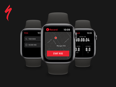 Specialized App for Apple Watch - Concept apple watch bike dark mtb riding ui ux watchos