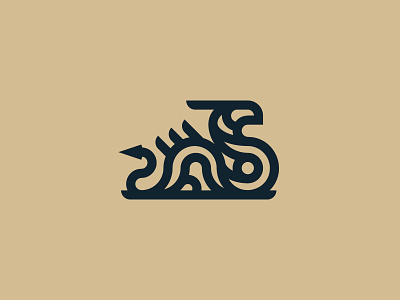 Water dragon animal dragon geometric lineart logo modern monoline mythical creature river vector water