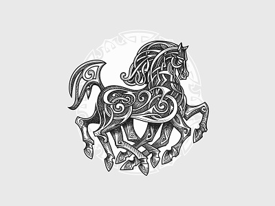 Sleipnir animal design horse illustration nordic norse norse mythology old fashioned retro vector vintage