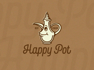 Happy Pot arabic character coffe pot coffee for sale happy joy logo pot smiling template vector