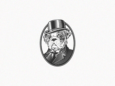 Mr Dog character dog etching gentleman graphic design illustration logo vector