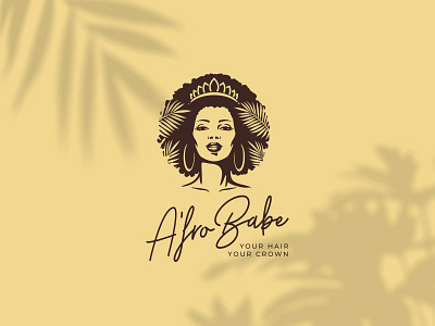 A fro Babe african afro beauty character cosmetics crown hair haircare logo natural woman