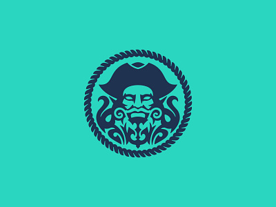 Pirate captain character design heraldic heraldry illustration logo negative space ocean pirate portrait rum shield ship vector