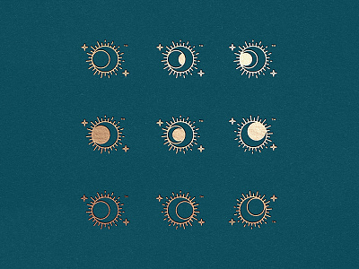 radiant geometric illustration logo minimal modern moon negative space simple space stars sun vector
