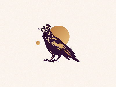 Mr Crow animal character crow gentleman illustration logo monocle portrait top hat