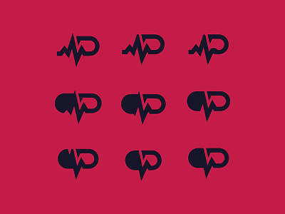 Logo design process branding design process exploration heartrate letter p letterlogo lettermark logo minimal pill process simple vector