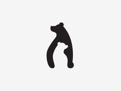 Bearing bear negative space silhouette