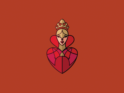 Queen of hearts card design heart logo queen red