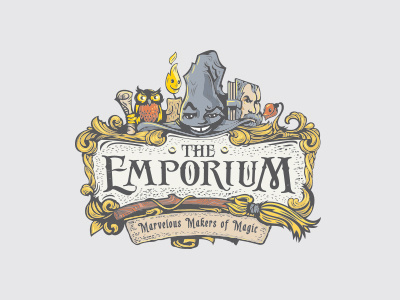 The Emporium book broom candle hat logo magic owl