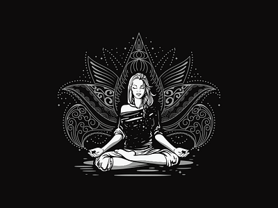 Daily Om calm character girl illustration mandala meditation om t shirt yoga