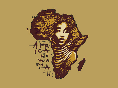African Woman africa african continent girl gold illustration silhouette tshirt woman