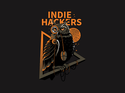 Indie Hackers 4 color animal design hacker illustration mouse owl t shirt