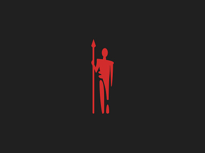 Caveman caveman hunter illustration logo minimal negative space red simple spear