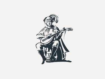 Troubadour character design french illustration logo musician negative space troubadour vintage