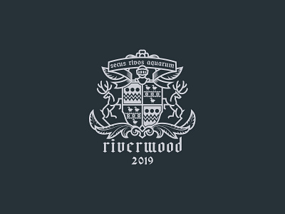 Riverwood coat of arms crest deers family logo medieval minimal modern shield simplified