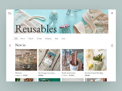 Zero-Waste store clean design eco friendly ecologic ecology ecommerce enviroment flat ui ux website