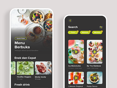 Recipe, Food, Menu, Search - Mobile App Design apps design recipe apps ui ux