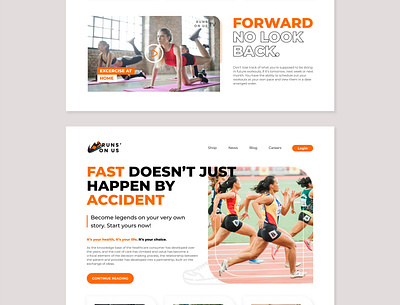 Landing Page, Web Design - Run's on Us Sport Store sport ui ux webdesign website design