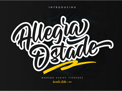 Allegra Ostade - A Modern Script Typeface apparel branding clothing logo logotype merchandise packaging